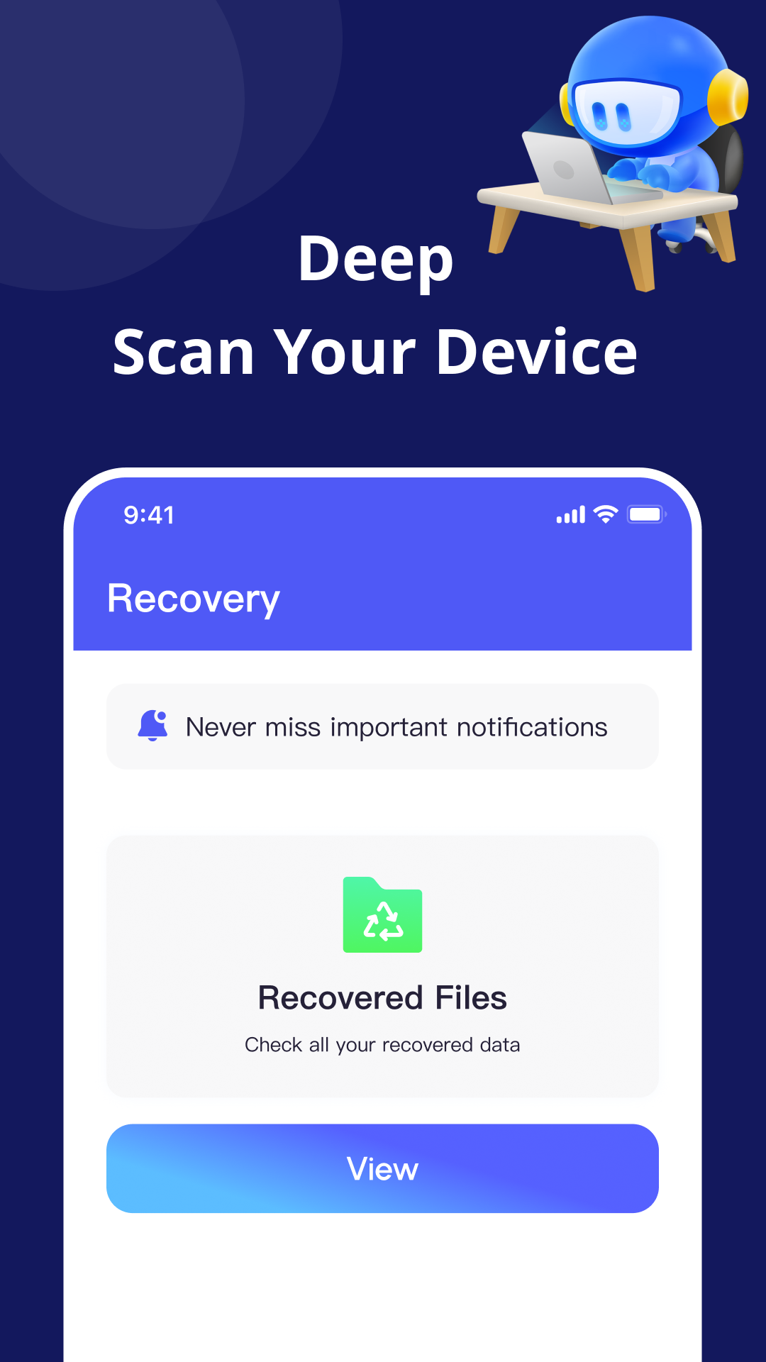 File Recovery - AI Restore deep scan screen